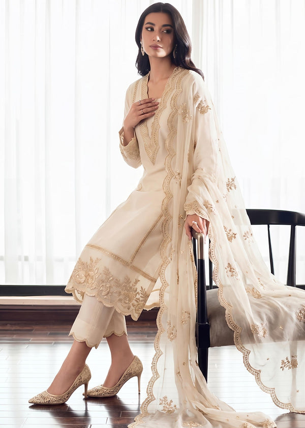 CREAM CHIFFON SUIT ALS6502