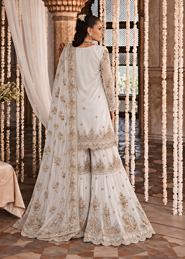 Offwhite net gharara ALS O39852