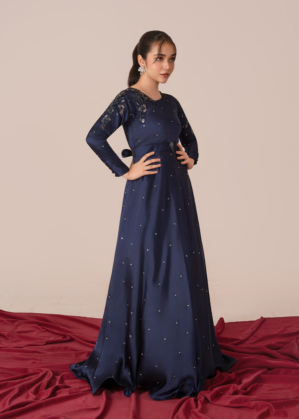 Navy Blue Silk Pishwas ALT407