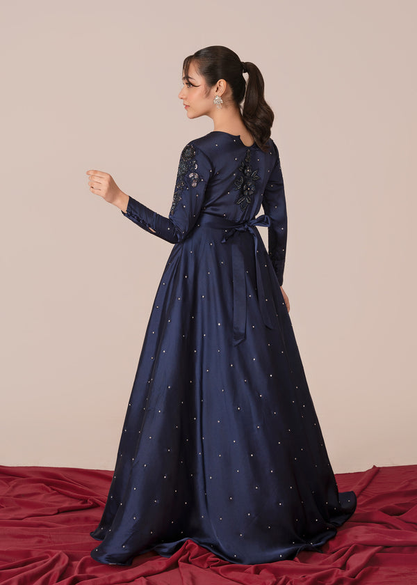 Navy Blue Silk Pishwas ALT407