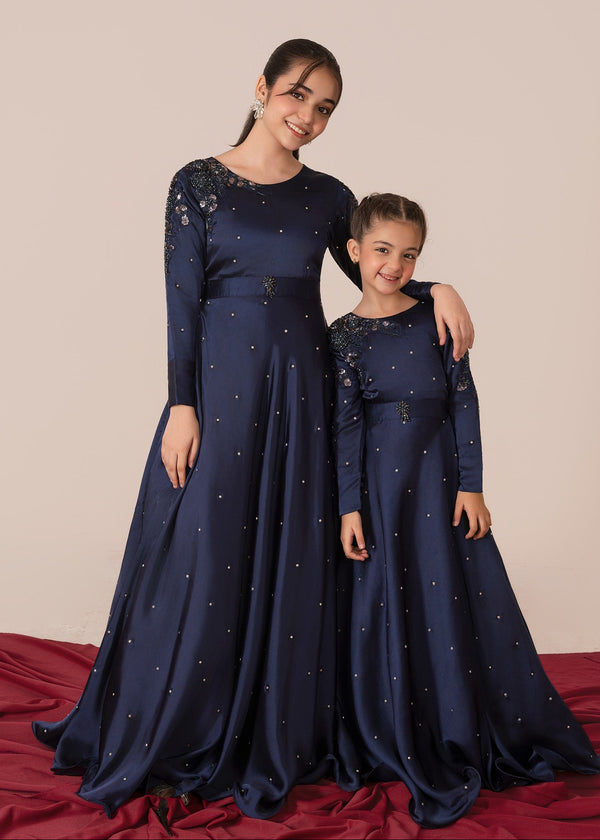 Navy Blue Silk Pishwas ALT407