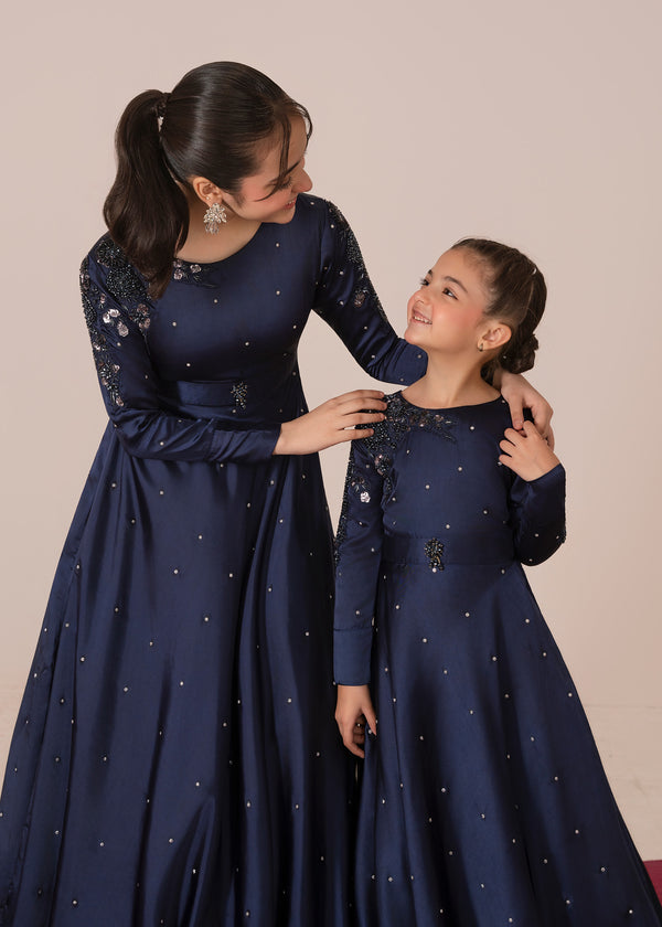 Navy Blue Silk Pishwas ALT407