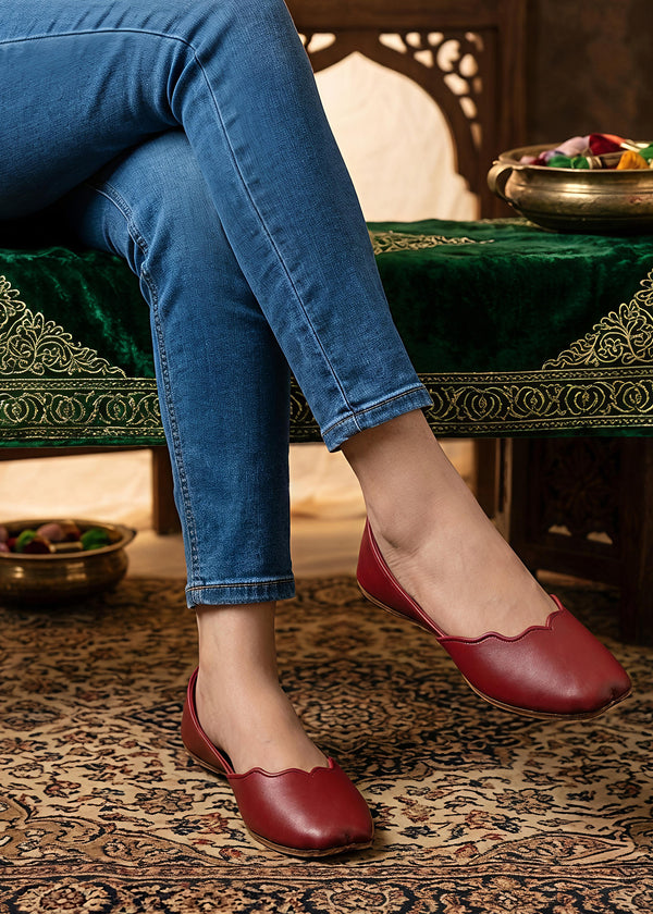 Maroon leather khussa ALK02