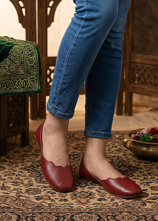 Maroon leather khussa ALK02