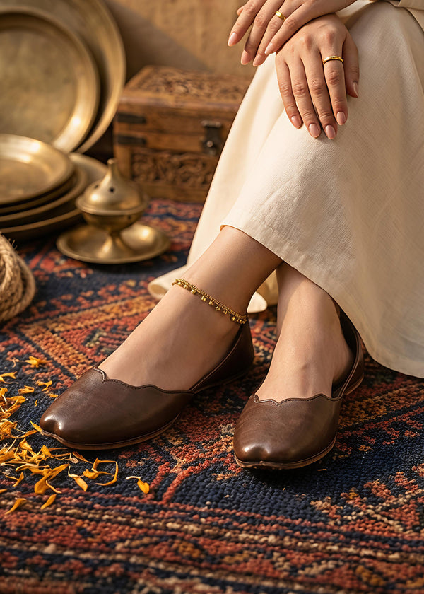Brown leather khussa ALK03