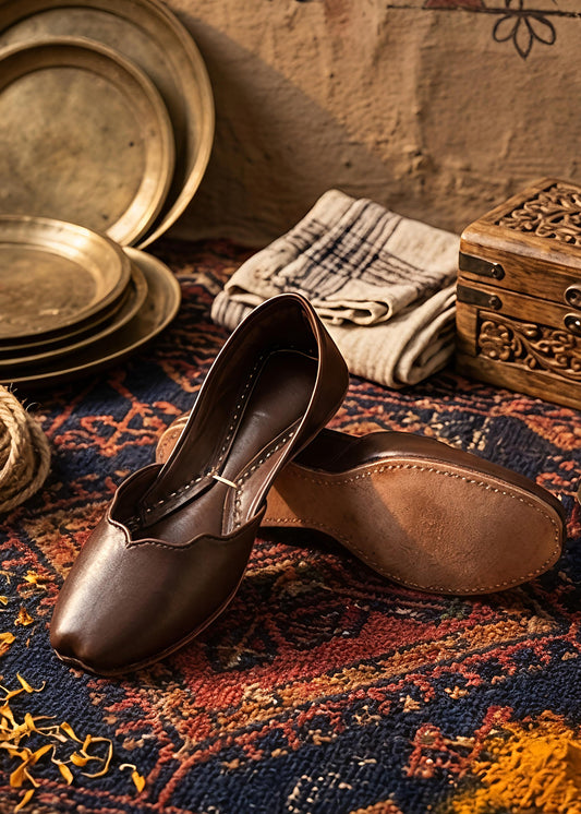 Brown leather khussa ALK03