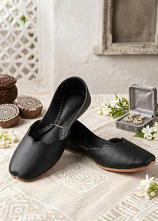 Black leather khussa ALK05