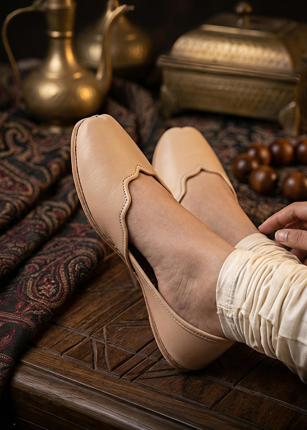 Beige leather khussa ALK010