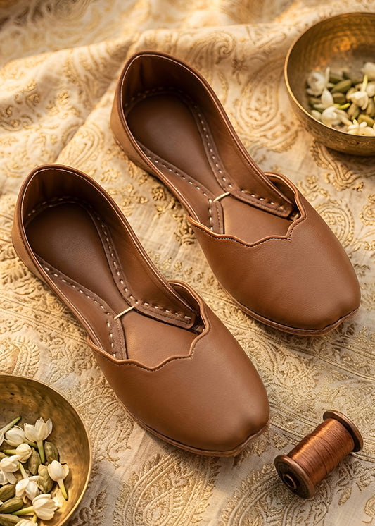 Tan Brown leather khussa ALK16