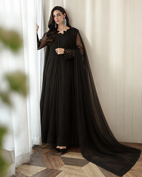 BLACK CUTWORK EMBROIDERY MAXI