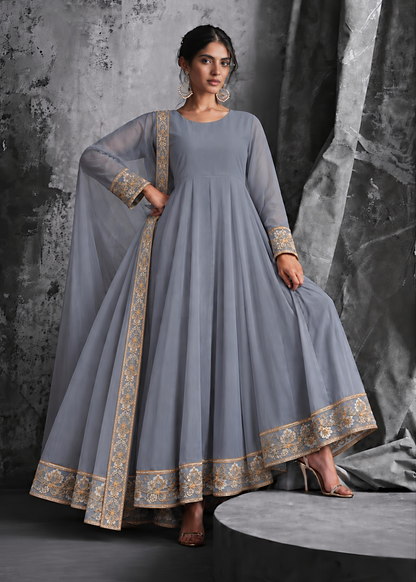 Grey Embroided Maxi ALMG987-A