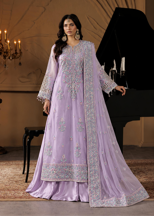 Lilac Embroided Net Suit ALN P251-A