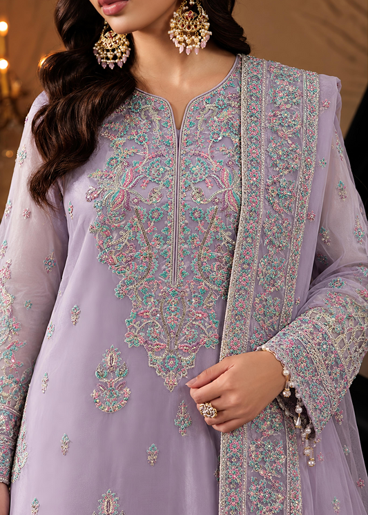 Lilac Embroided Net Suit ALN P251-A