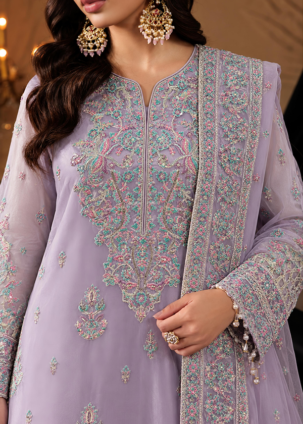 Lilac Embroided Net Suit ALN P251-A
