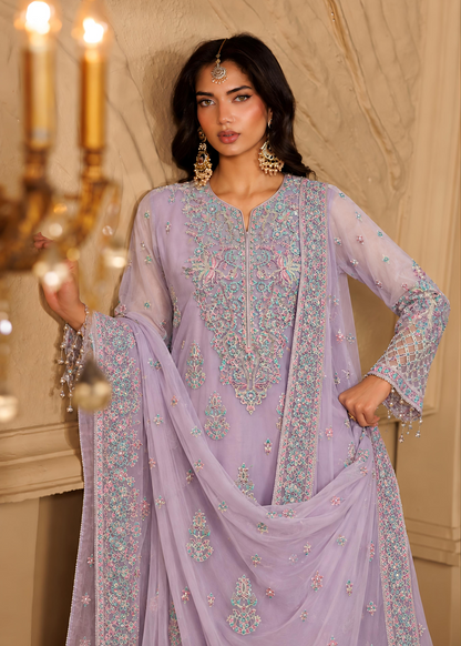 Lilac Embroided Net Suit ALN P251-A