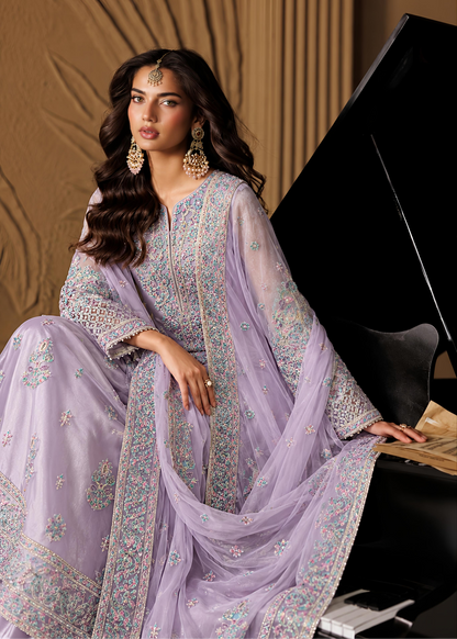 Lilac Embroided Net Suit ALN P251-A