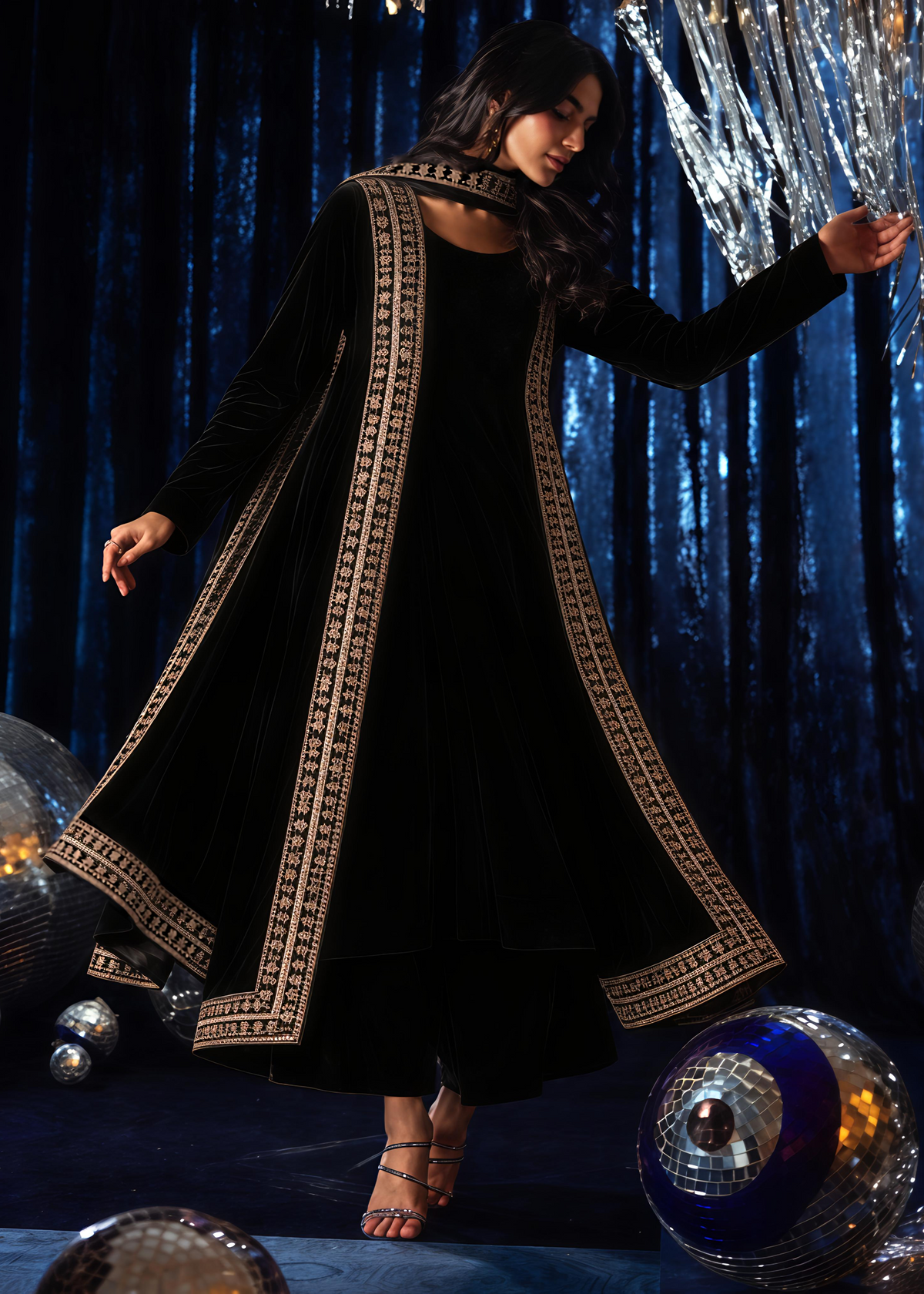 Black velvet suit ALV 102-B