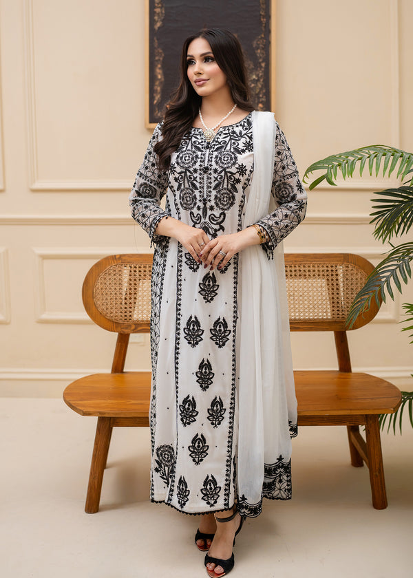 WHITE CHIFFON SUIT ALL310