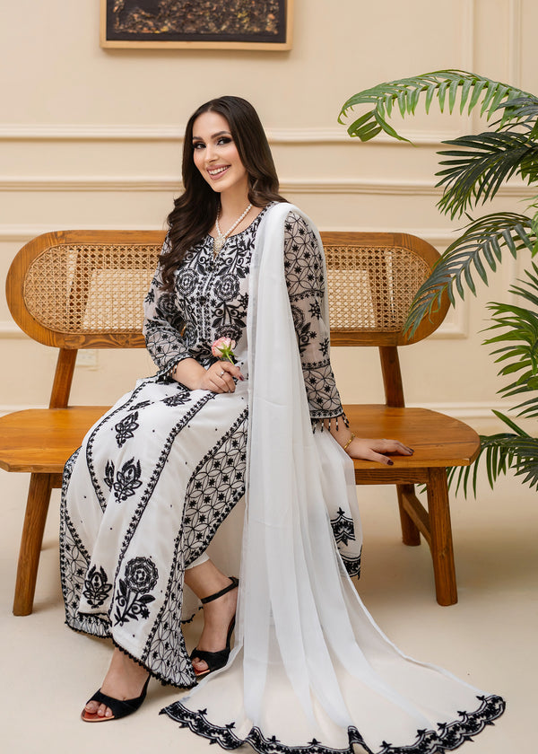 WHITE CHIFFON SUIT ALL310