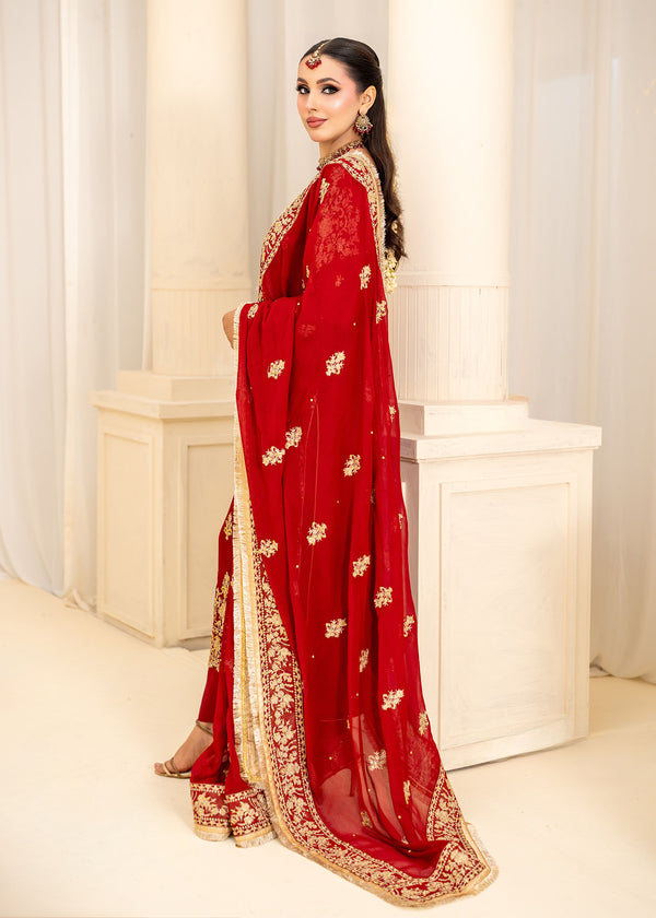 Red Chiffon suit ALL410