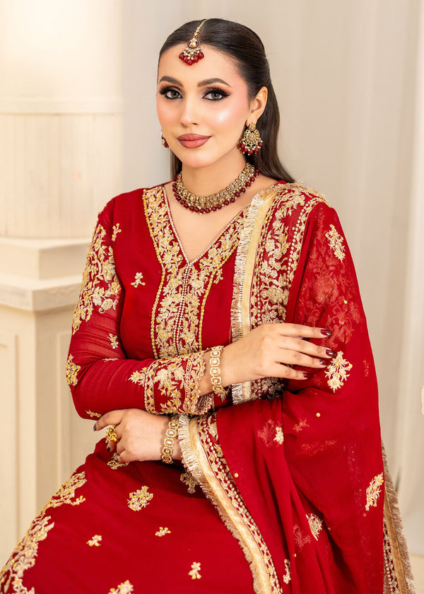 Red Chiffon suit ALL410