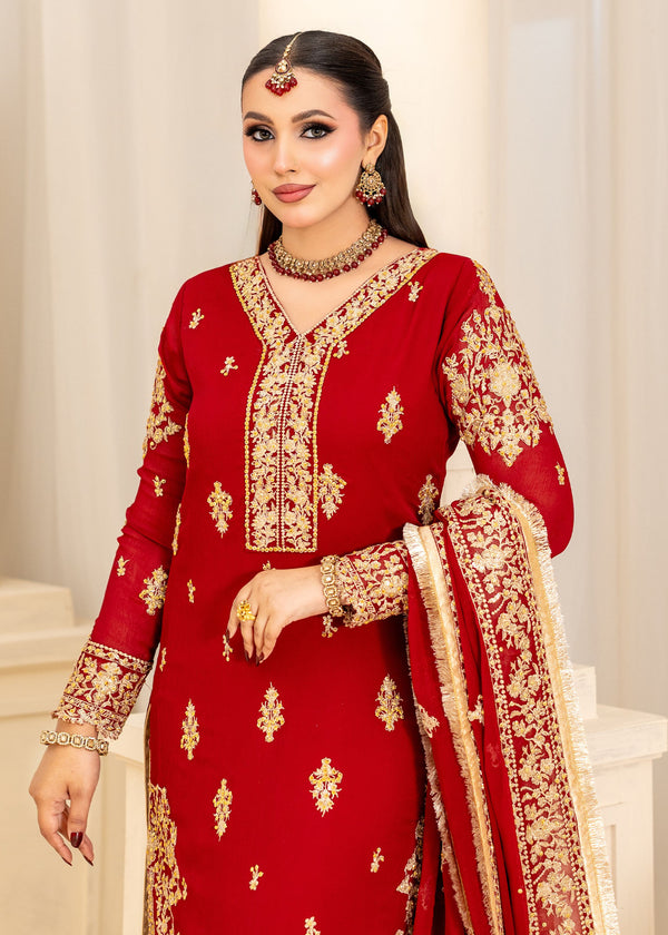 Red Chiffon suit ALL410