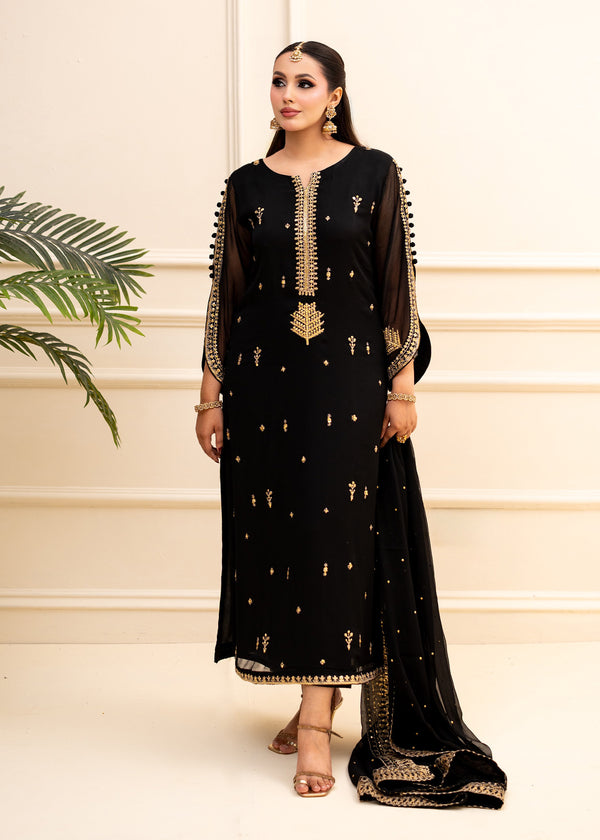 Black Chiffon Suit ALL405
