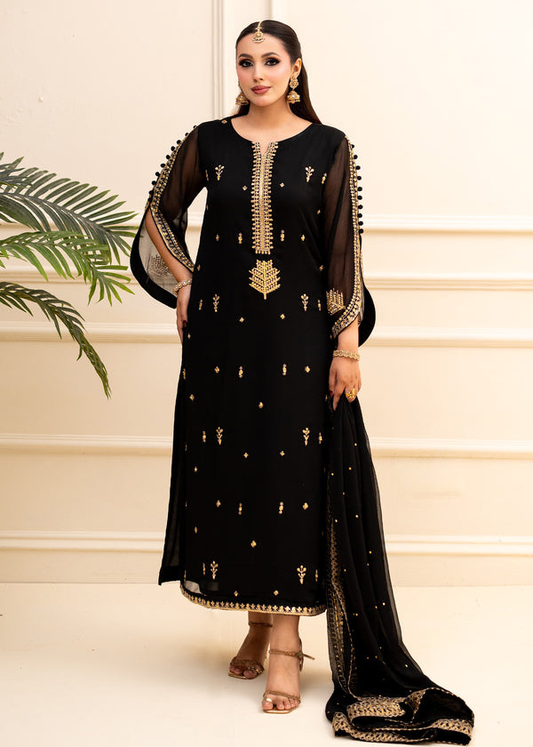 Black Chiffon Suit ALL405