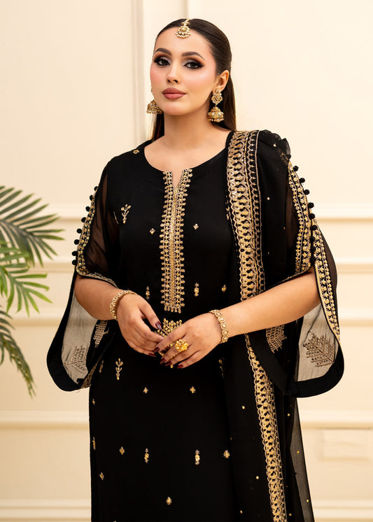 Black Chiffon Suit ALL405