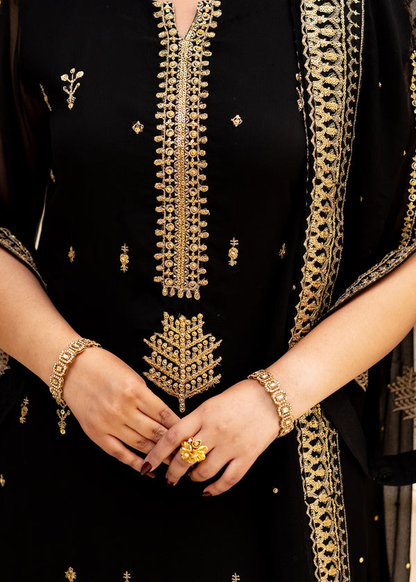 Black Chiffon Suit ALL405