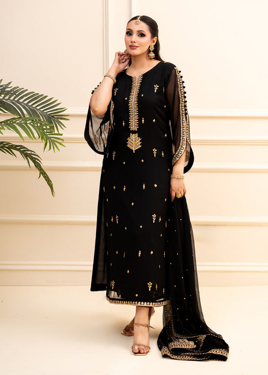 Black Chiffon Suit ALL405