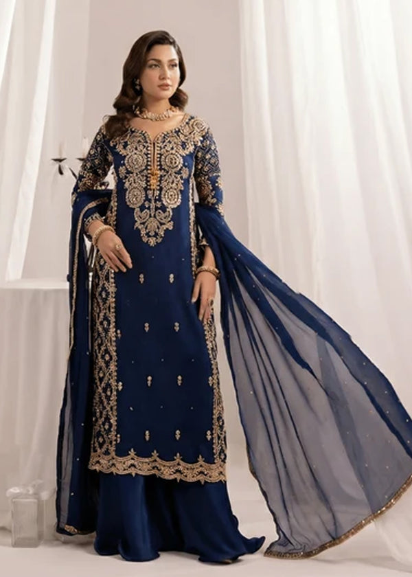 Navy Blue Chiffon suit ALL906-N