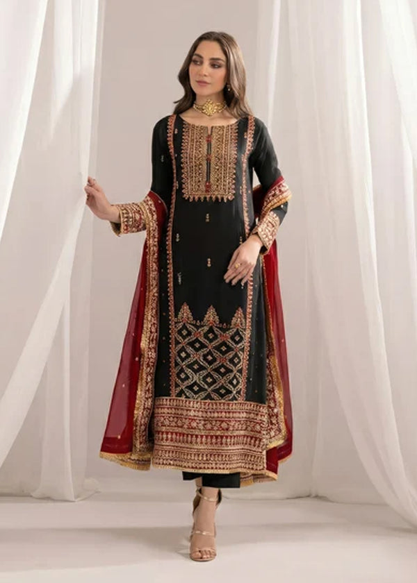 BLACK CHIFFON SUIT ALN602