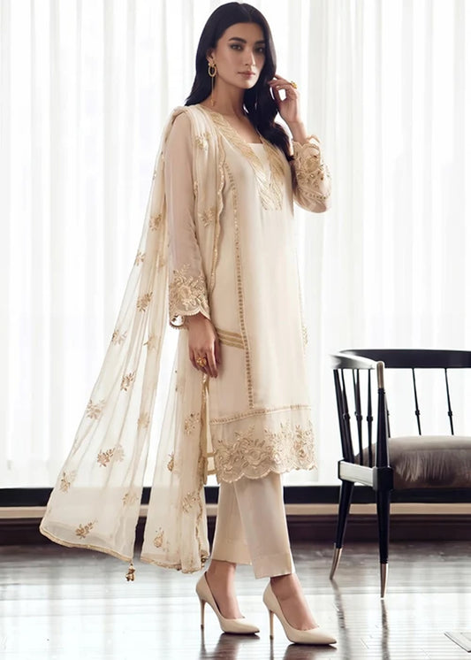 CREAM CHIFFON SUIT ALS6502