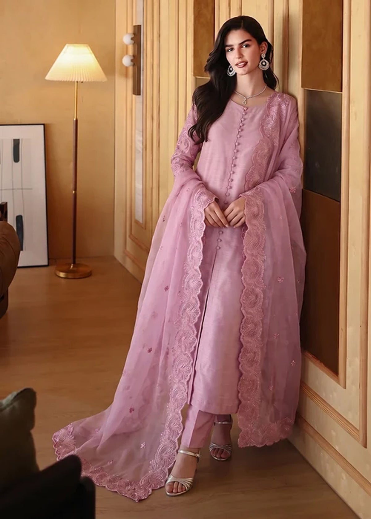 PINK RAWSILK KURTI SET ALL611
