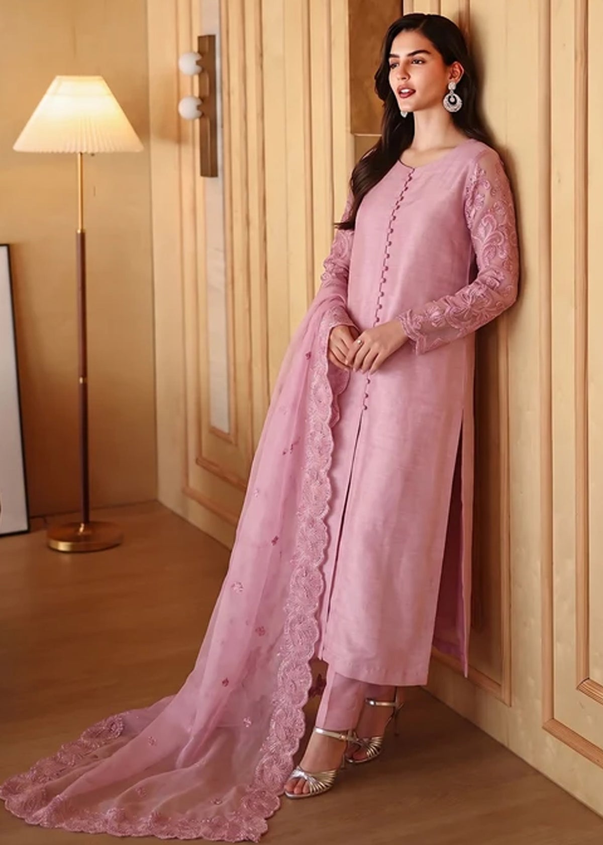 PINK RAWSILK KURTI SET ALL611