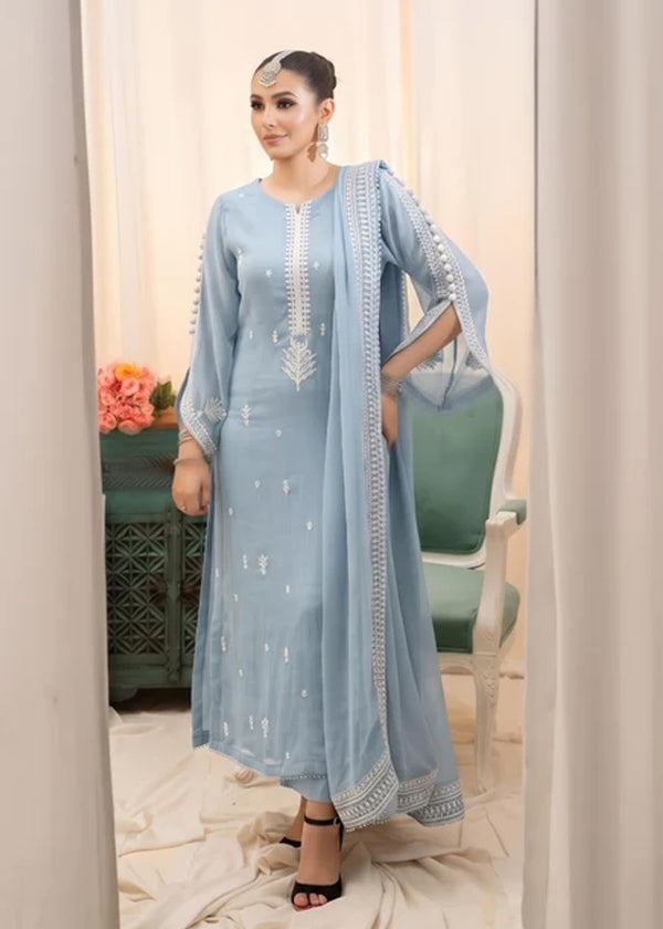 LIGHT BLUE CHIFFON SUIT ALS88012