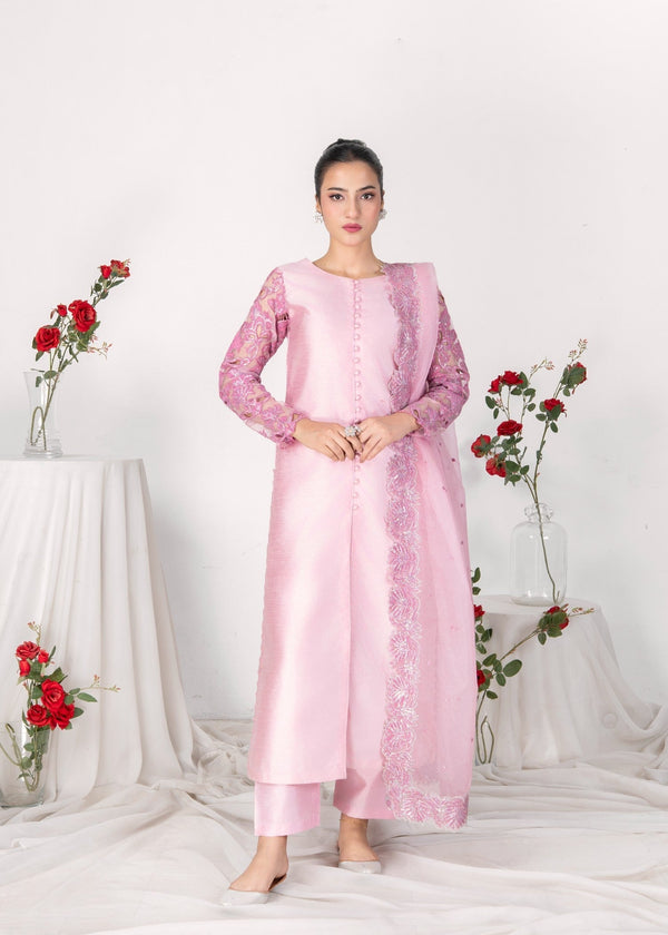 PINK RAWSILK KURTI SET ALL611