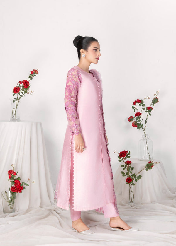 PINK RAWSILK KURTI SET ALL611