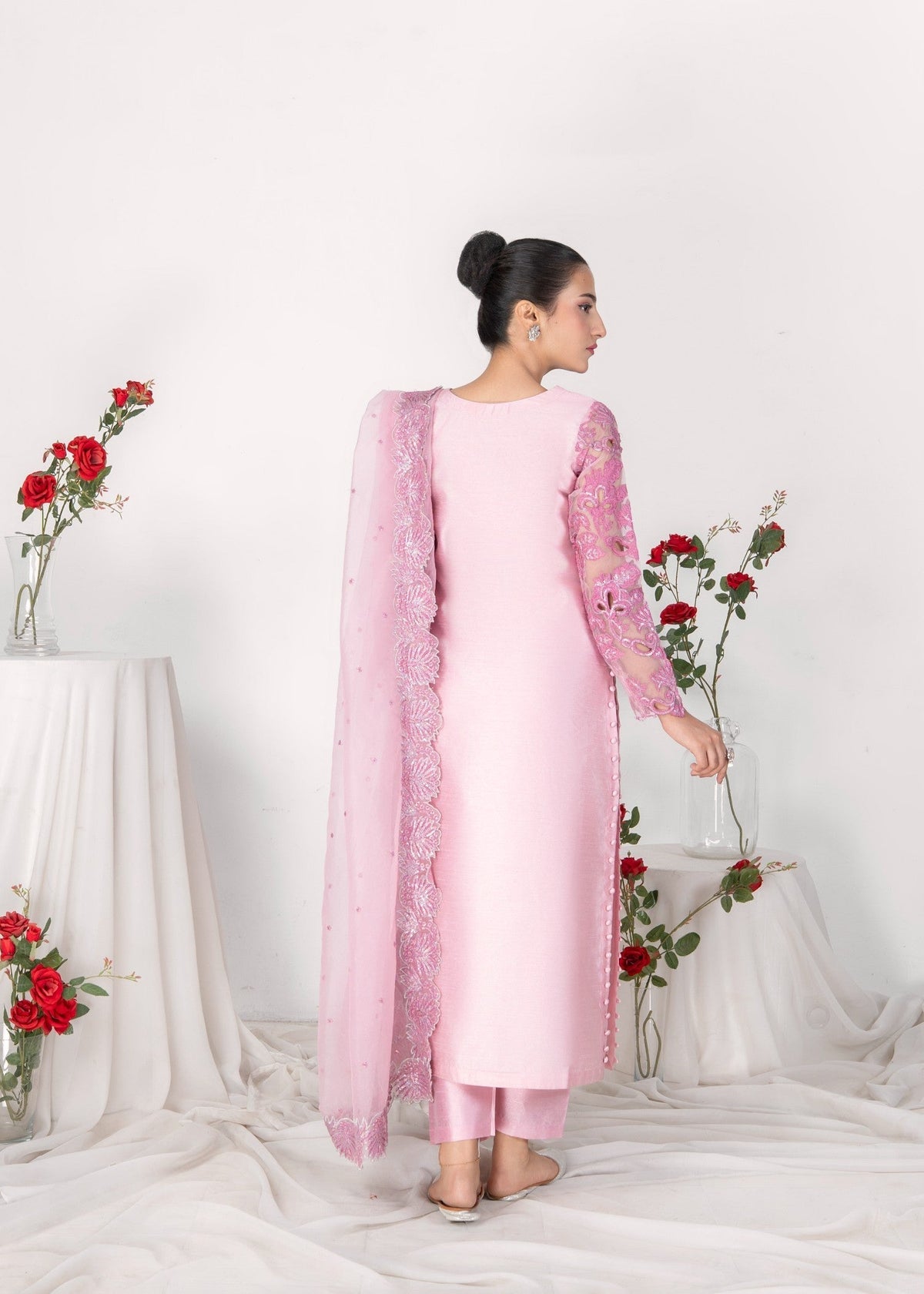 PINK RAWSILK KURTI SET ALL611