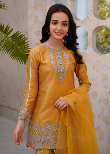 GOLD RAWSILK GHARARA SET ALT012