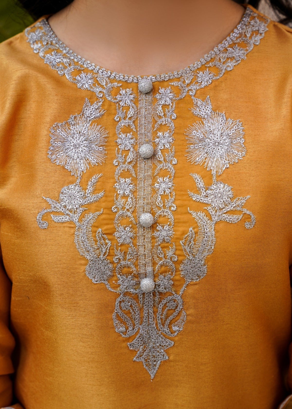 GOLD RAWSILK GHARARA SET ALT012