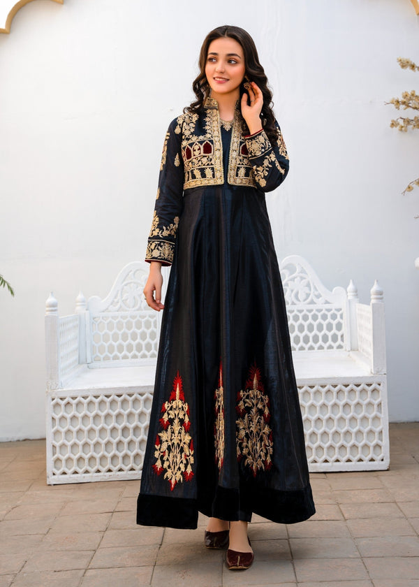 BLACK WAISCOAT MAXI ALT023