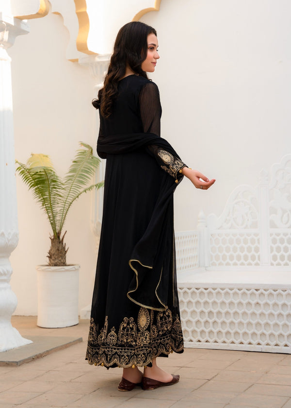 BLACK CHIFFON MAXI ALT027