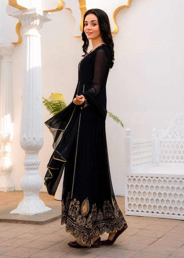 BLACK CHIFFON MAXI ALT027