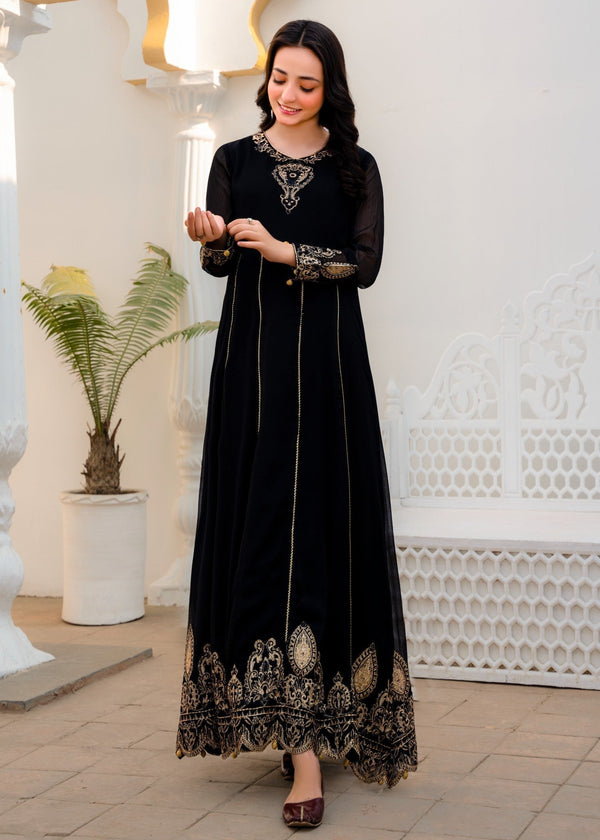 BLACK CHIFFON MAXI ALT027