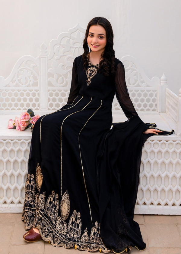 BLACK CHIFFON MAXI ALT027