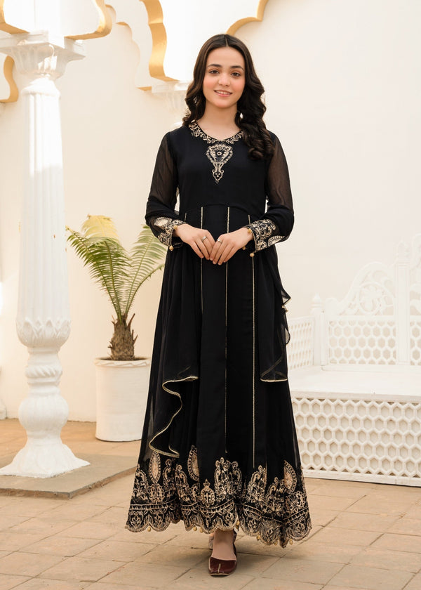 BLACK CHIFFON MAXI ALT027