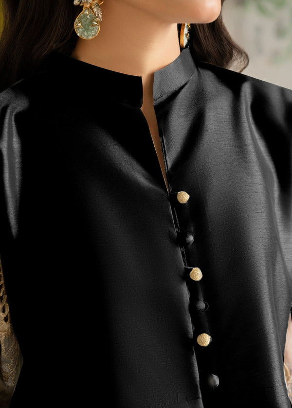ALL013-B BLACK RAW SILK PISHWAS SET