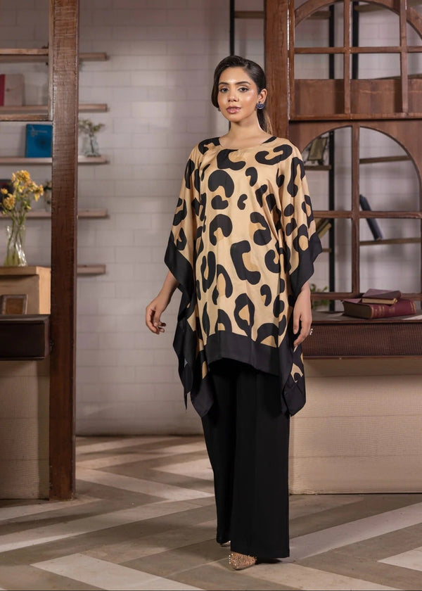 leopard silk short kaftan alb80